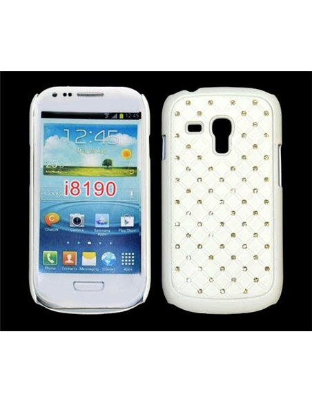 CUSTODIA RIGIDA GOMMATA CON BRILLANTINI per SAMSUNG I8190 Galaxy S3 Mini, I8200 Galaxy S3 Mini VE COLORE BIANCO