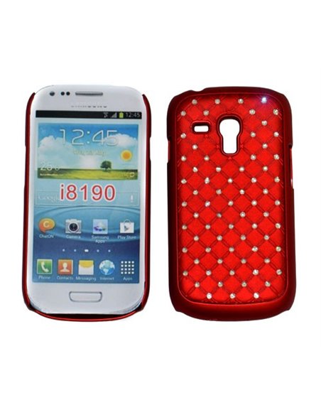 CUSTODIA RIGIDA GOMMATA CON BRILLANTINI per SAMSUNG I8190 Galaxy S3 Mini, I8200 Galaxy S3 Mini VE COLORE ROSSO