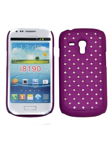 CUSTODIA RIGIDA GOMMATA CON BRILLANTINI per SAMSUNG I8190 Galaxy S3 Mini, I8200 Galaxy S3 Mini VE COLORE VIOLA