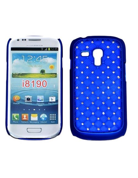 CUSTODIA RIGIDA GOMMATA CON BRILLANTINI per SAMSUNG I8190 Galaxy S3 Mini, I8200 Galaxy S3 Mini VE COLORE BLU