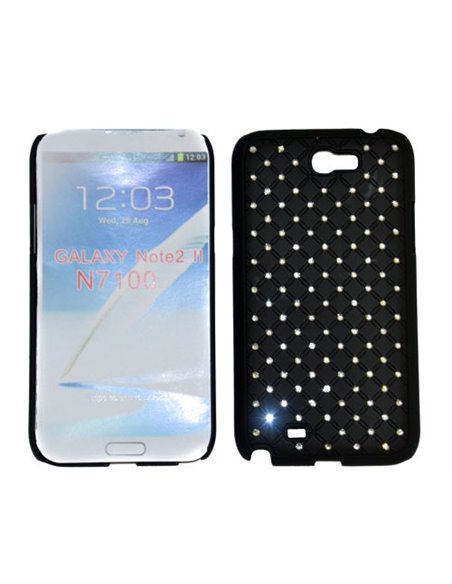 CUSTODIA RIGIDA GOMMATA CON BRILLANTINI per SAMSUNG NOTE2 N7100, N7105 COLORE NERO