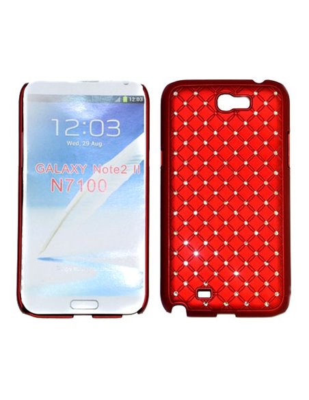 CUSTODIA RIGIDA GOMMATA CON BRILLANTINI per SAMSUNG NOTE2 N7100, N7105 COLORE ROSSO