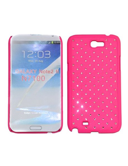 CUSTODIA RIGIDA GOMMATA CON BRILLANTINI per SAMSUNG NOTE2 N7100, N7105 COLORE ROSA