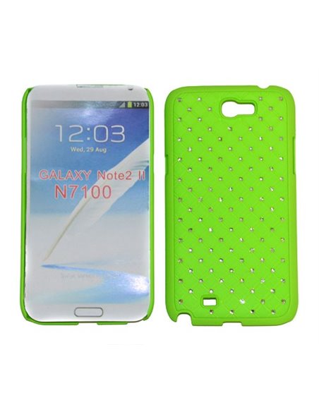 CUSTODIA RIGIDA GOMMATA CON BRILLANTINI per SAMSUNG NOTE2 N7100, N7105 COLORE VERDE
