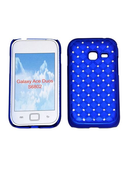 CUSTODIA RIGIDA GOMMATA CON BRILLANTINI per SAMSUNG S6802 Galaxy Ace Duos COLORE BLU