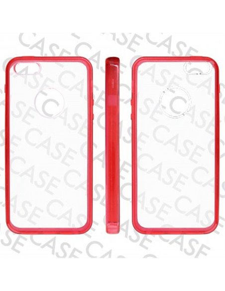 CUSTODIA per APPLE IPHONE SE, IPHONE 5S, IPHONE 5 - BACK RIGIDA TRASPARENTE CON CORNICE COLORE ROSSO