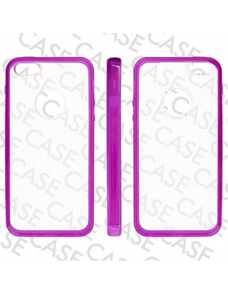 CUSTODIA per APPLE IPHONE SE, IPHONE 5S, IPHONE 5 - BACK RIGIDA TRASPARENTE CON CORNICE COLORE VIOLA