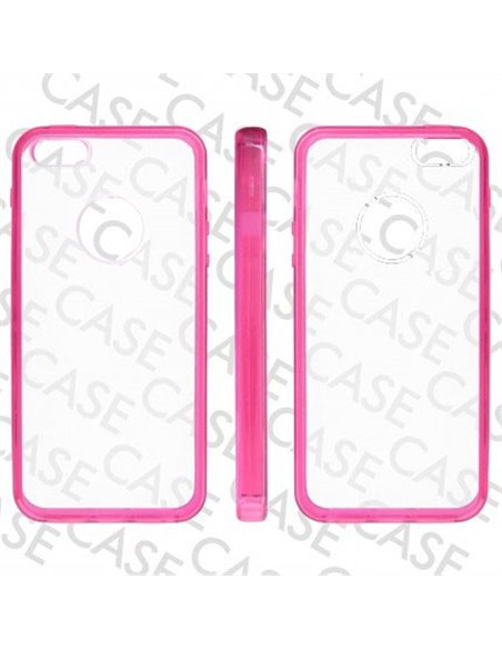 CUSTODIA per APPLE IPHONE SE, IPHONE 5S, IPHONE 5 - BACK RIGIDA TRASPARENTE CON CORNICE COLORE ROSA