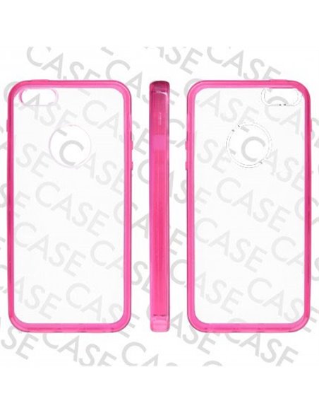 CUSTODIA per APPLE IPHONE SE, IPHONE 5S, IPHONE 5 - BACK RIGIDA TRASPARENTE CON CORNICE COLORE ROSA