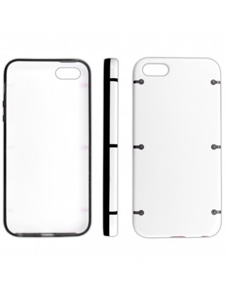 CUSTODIA per APPLE IPHONE SE, IPHONE 5S, IPHONE 5 - BACK RIGIDA COLORE BIANCO CON CORNICE NERA E BIANCA