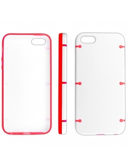CUSTODIA per APPLE IPHONE SE, IPHONE 5S, IPHONE 5 - BACK RIGIDA COLORE BIANCO CON CORNICE ROSSA E BIANCA