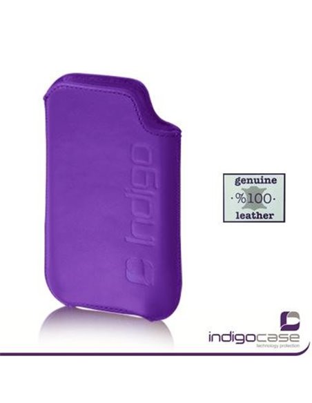 CUSTODIA IN VERA PELLE A SACCHETTO per APPLE IPHONE 4, 4S E MODELLI SIMILARI INDIGO CASE COLORE VIOLA