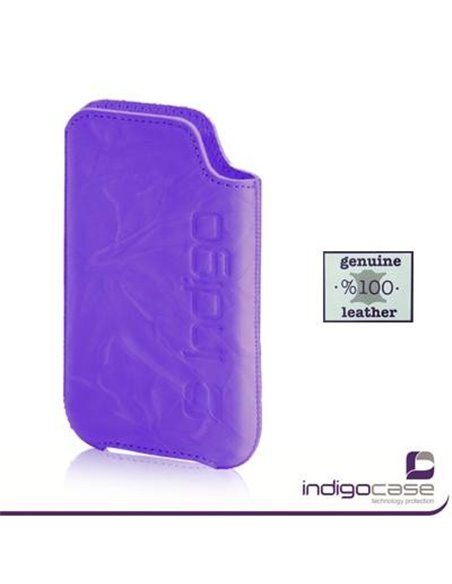 CUSTODIA IN VERA PELLE A SACCHETTO per APPLE IPHONE 4, 4S E MODELLI SIMILARI INDIGO CASE COLORE VIOLA