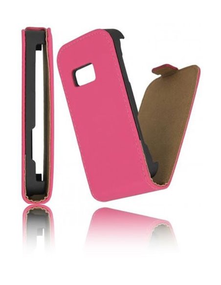 CUSTODIA SLIM VERTICALE FLIP PELLE SAMSUNG S6500 Galaxy Mini 2 COLORE ROSA