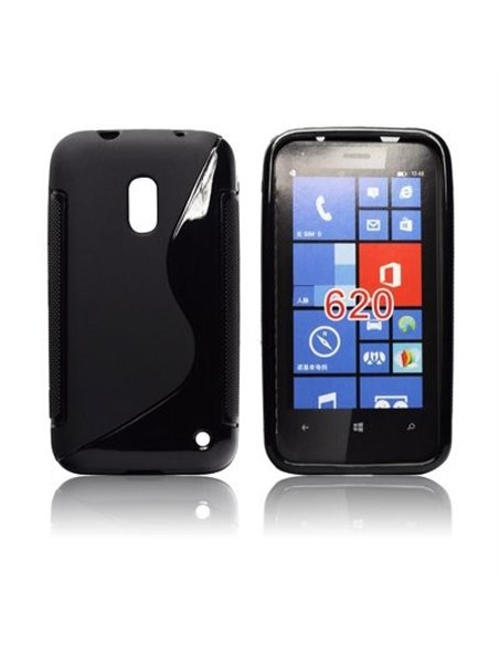 CUSTODIA GEL TPU SILICONE DOUBLE NOKIA LUMIA 620 COLORE NERO