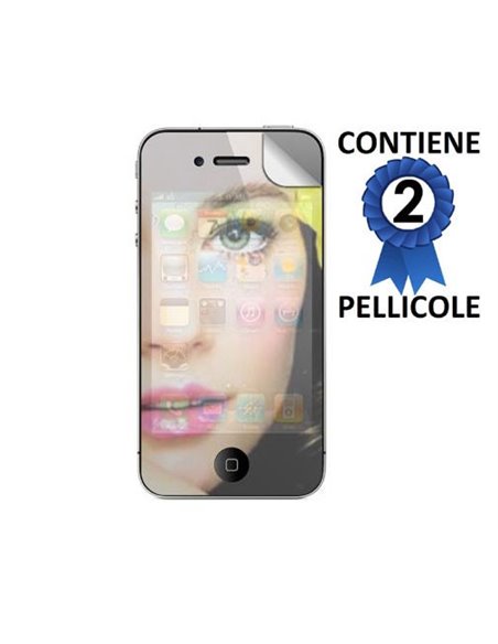 PELLICOLA PROTEGGI DISPLAY A SPECCHIO IPHONE 4, 4s CONFEZIONE 2 PEZZI