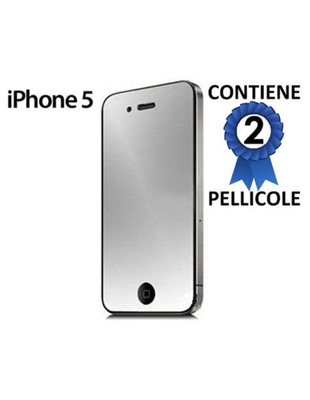 PELLICOLA per APPLE IPHONE SE, IPHONE 5S, IPHONE 5 - PROTEGGI DISPLAY A SPECCHIO CONFEZIONE 2 PEZZI