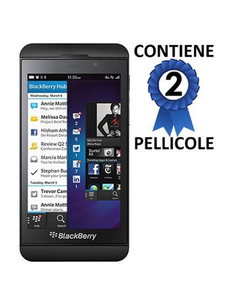 PELLICOLA PROTEGGI DISPLAY BLACKBERRY Z10 CONFEZIONE 2 PEZZI