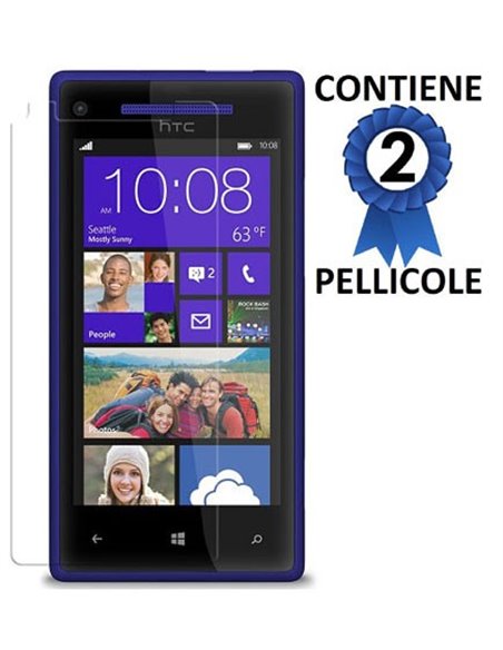 PELLICOLA PROTEGGI DISPLAY HTC WINDOWS PHONE 8X C620E CONFEZIONE 2 PEZZI