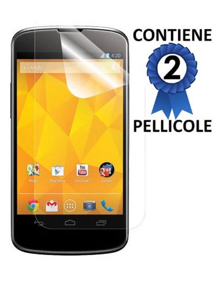 PELLICOLA PROTEGGI DISPLAY LG Nexus 4 E960 CONFEZIONE 2 PEZZI