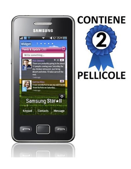 PELLICOLA PROTEGGI DISPLAY SAMSUNG C6712 Star 2 Duos CONFEZIONE 2 PEZZI