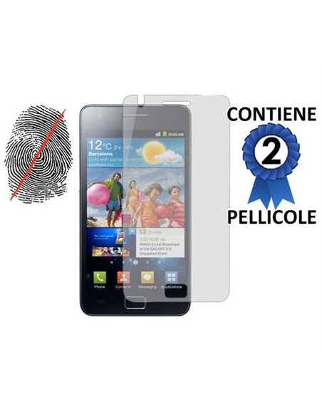 PELLICOLA PROTEGGI DISPLAY ANTI IMPRONTA SAMSUNG I9100 Galaxy S II, I9105 Galaxy S II Plus CONFEZIONE 2 PEZZI