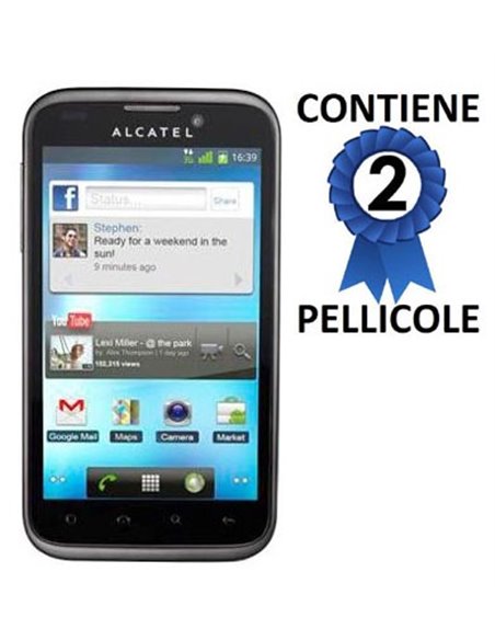 PELLICOLA PROTEGGI DISPLAY ALCATEL ONE TOUCH 995 CONFEZIONE 2 PEZZI