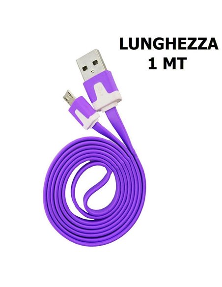 CAVO MICRO USB PIATTO - LUNGHEZZA 1 MT COLORE VIOLA