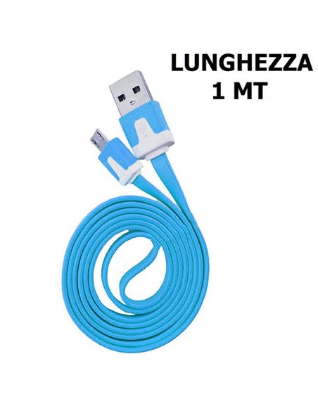 CAVO MICRO USB PIATTO - LUNGHEZZA 1 MT COLORE BLU