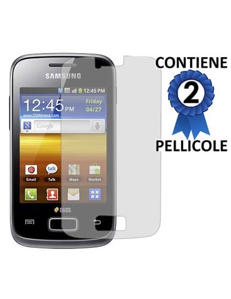 PELLICOLA PROTEGGI DISPLAY SAMSUNG S6102 Galaxy Y Duos CONFEZIONE 2 PEZZI
