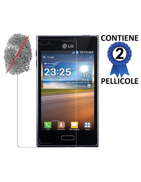 PELLICOLA PROTEGGI DISPLAY LG E610 Optimus L5 ANTI IMPRONTA CONFEZIONE 2 PEZZI