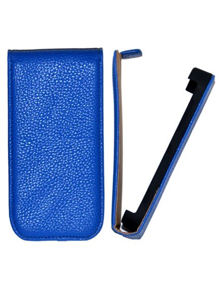 CUSTODIA VERTICALE SLIM FLIP PELLE RUVIDA VENATA per NOKIA LUMIA 610 COLORE BLU