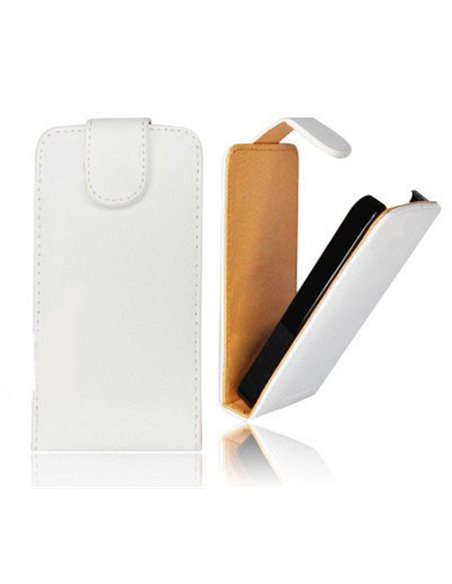 CUSTODIA VERTICALE FLIP PELLE per SONY MT11I XPERIA NEO V, MT15I XPERIA NEO COLORE BIANCO