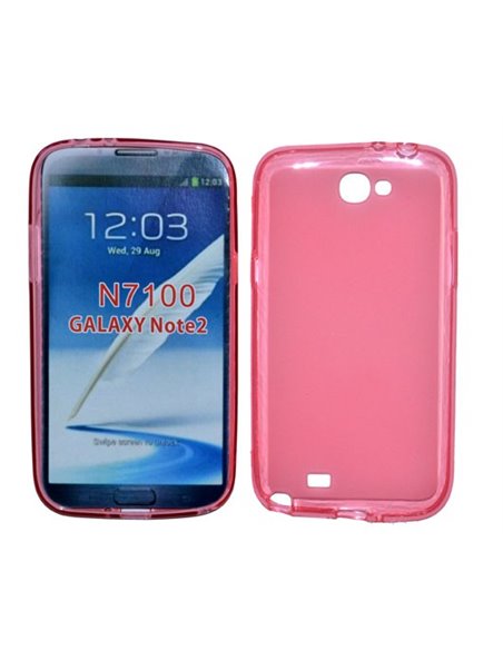 CUSTODIA GEL TPU SILICONE per SAMSUNG N7100 GALAXY NOTE2, N7105 COLORE ROSA CON BORDO TRASPARENTE