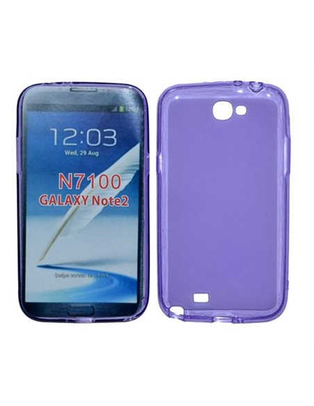 CUSTODIA GEL TPU SILICONE per SAMSUNG N7100 GALAXY NOTE2, N7105 COLORE VIOLA CON BORDO TRASPARENTE