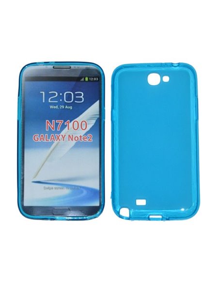 CUSTODIA GEL TPU SILICONE per SAMSUNG N7100 GALAXY NOTE2, N7105 COLORE BLU CON BORDO TRASPARENTE