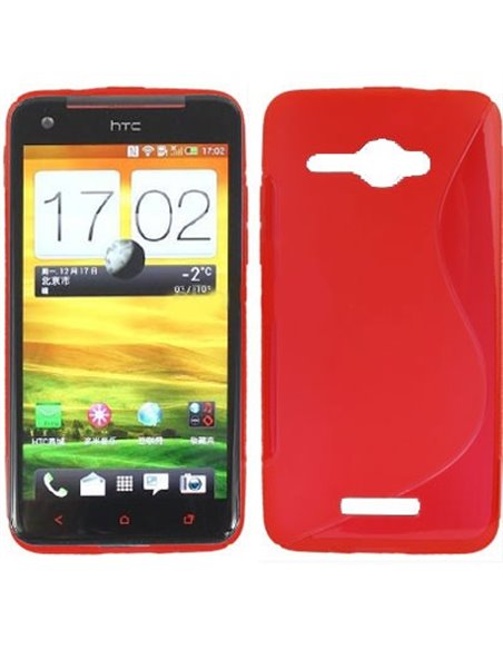 CUSTODIA GEL TPU SILICONE DOUBLE per HTC BUTTERFLY X920E DELUXE COLORE ROSSO