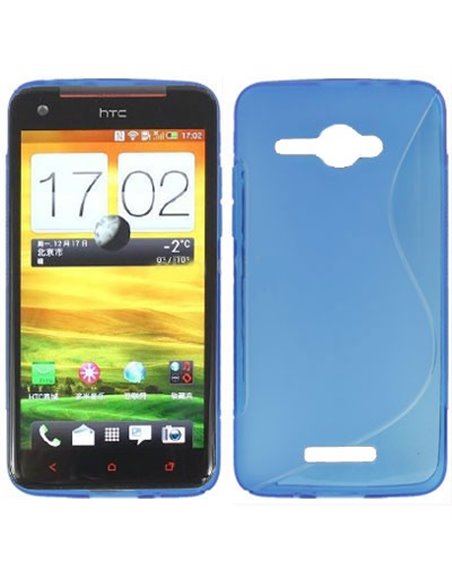 CUSTODIA GEL TPU SILICONE DOUBLE per HTC BUTTERFLY X920E DELUXE COLORE BLU