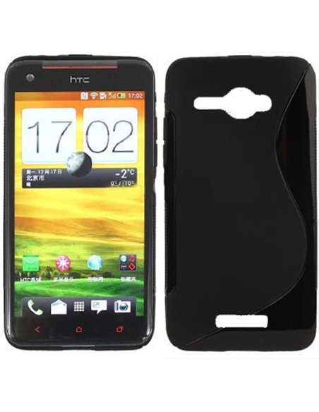 CUSTODIA GEL TPU SILICONE DOUBLE per HTC BUTTERFLY X920E DELUXE COLORE NERO