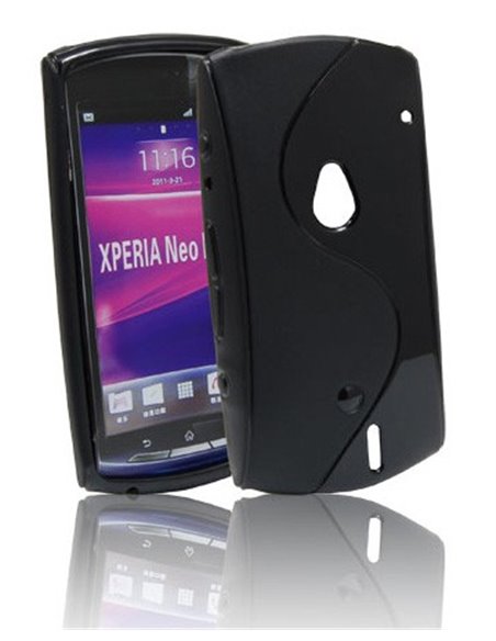 CUSTODIA GEL TPU SILICONE DOUBLE per SONY MT11i XPERIA NEO V, MT15i XPERIA NEO COLORE NERO