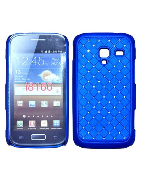 CUSTODIA RIGIDA GOMMATA CON BRILLANTINI per SAMSUNG I8160 Galaxy Ace 2 COLORE BLU