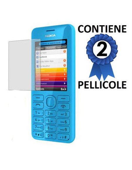 PELLICOLA PROTEGGI DISPLAY NOKIA ASHA 206 CONFEZIONE 2 PEZZI