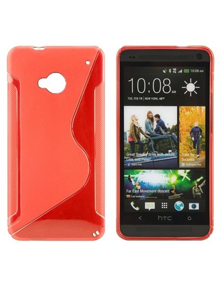 CUSTODIA GEL TPU SILICONE DOUBLE per HTC ONE, M7 COLORE ROSSO