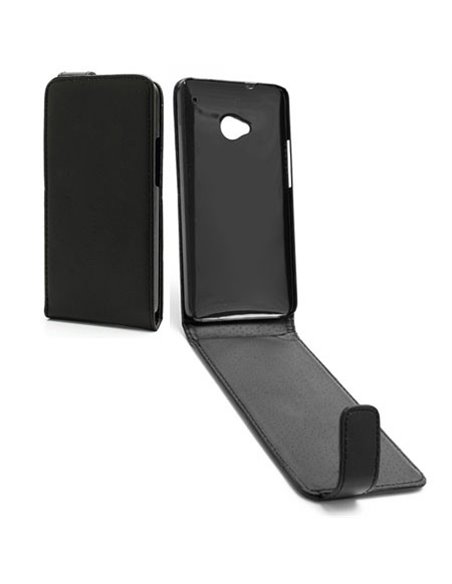 CUSTODIA FLIP VERTICALE PELLE per HTC ONE, M7 COLORE NERO