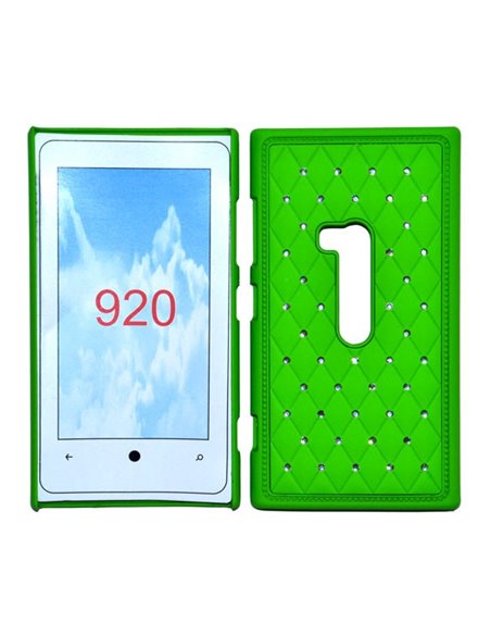 CUSTODIA RIGIDA GOMMATA CON BRILLANTINI per NOKIA LUMIA 920 COLORE VERDE