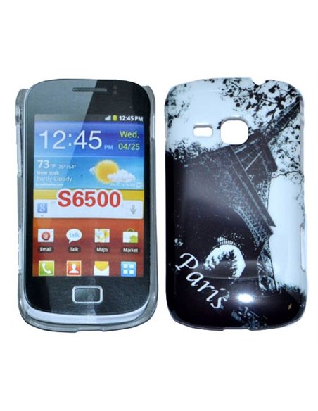 CUSTODIA RIGIDA per SAMSUNG S6500 GALAXY MINI2 FANTASIA TOUR EIFFEL PARIGI COLORE BIANCO E NERO