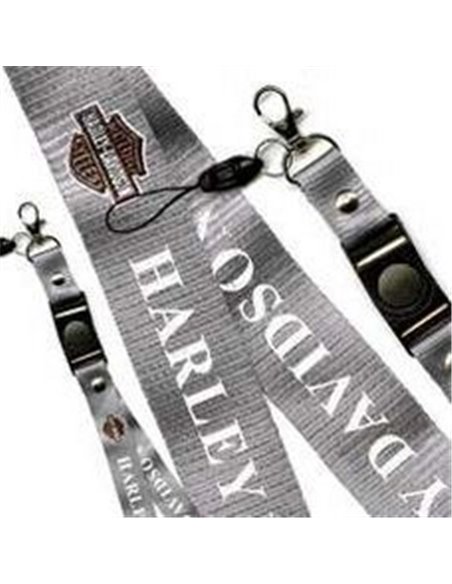 LACCIO PORTACELLULARE DA COLLO IN TESSUTO COLORE SILVER CON SCRITTA HARLEY DAVIDSON E LOGO LARGHEZZA BANDA 20 MM