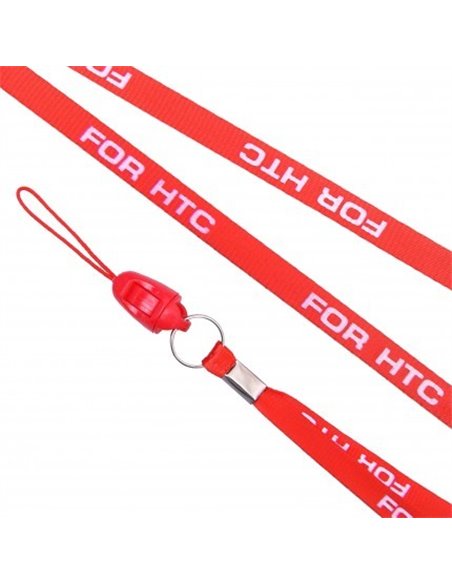 LACCIO PORTACELLULARE DA COLLO IN TESSUTO COLORE ROSSO CON SCRITTA HTC LARGHEZZA BANDA 7 MM