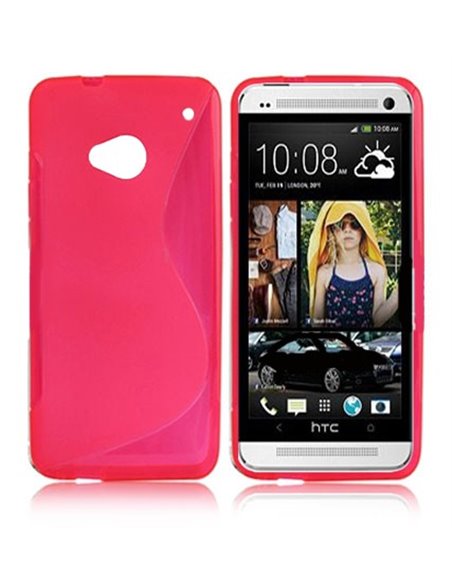 CUSTODIA GEL TPU SILICONE DOUBLE per HTC ONE, M7 COLORE ROSA