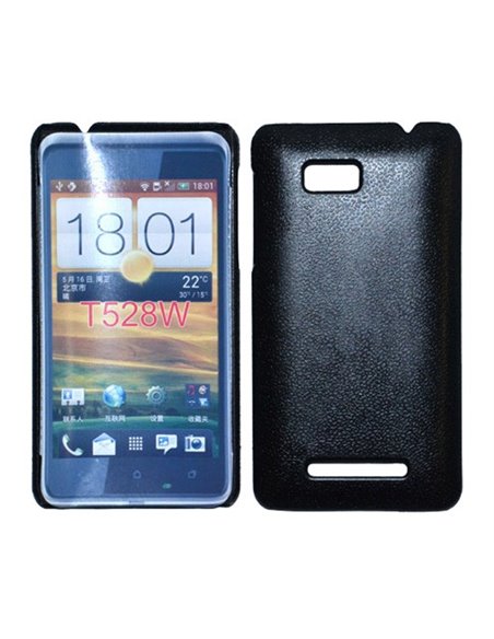 CUSTODIA BACK RIGIDA per HTC ONE SU 528W COLORE NERO PLASTIFICATO EFFETTO PELLE